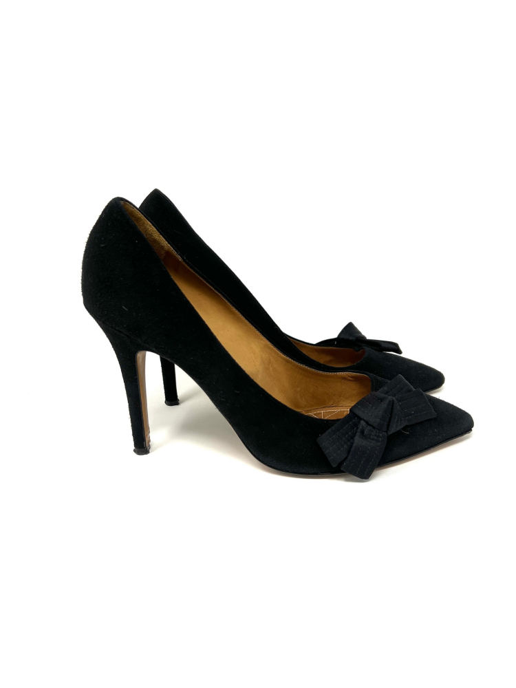 Isabel Marant Black Velvet Leather Ki Gong Pump EU 41