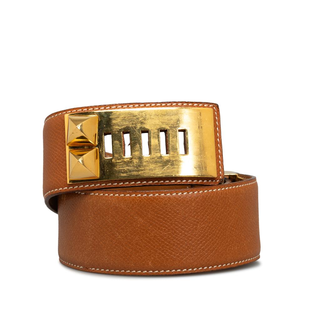 Hermès B Hermès Brown Calf Leather Collier de Chien Belt France