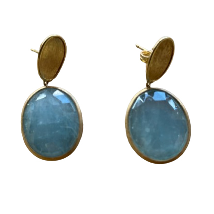 Marco Bicego Lunaria aquamarine and 18K gold drop earrings