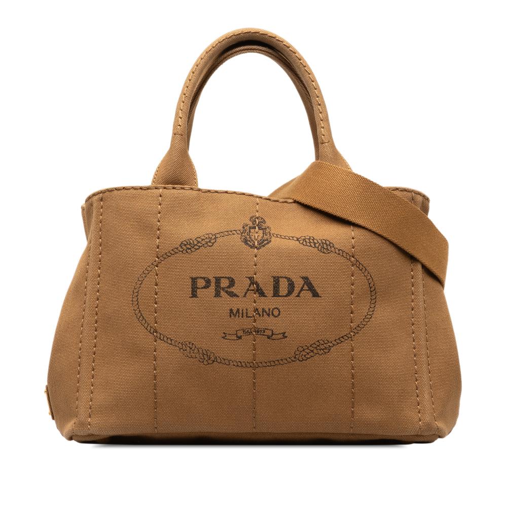 Prada AB Prada Brown Canvas Fabric Canapa Logo Satchel India