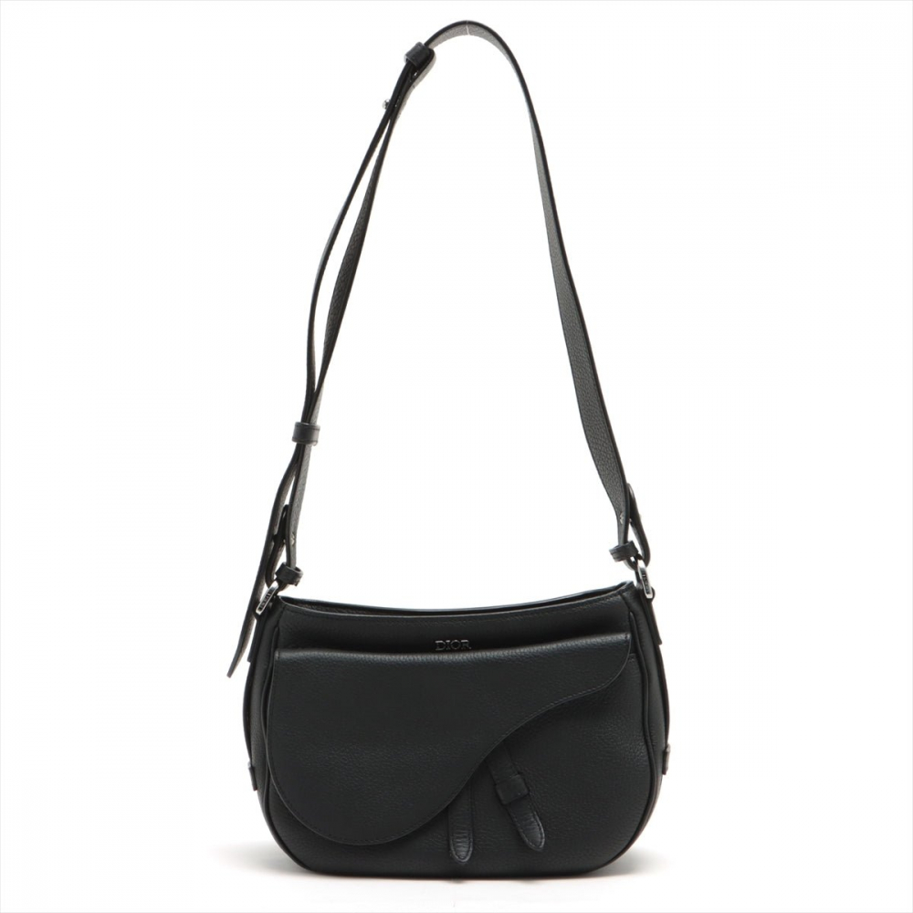 Christian Dior Saddle Soft Bag Black Grained Leather