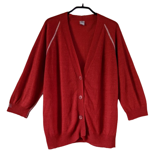 Fedeli Fine red linen knit summer cardigan M-L-XL