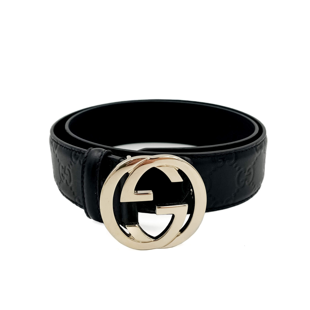 Gucci Interlocking GG Leather Medium Belt Black