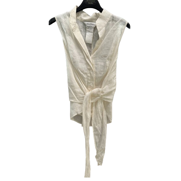 Max Mara Chemise sans manches en lin, avec revers sur le devant