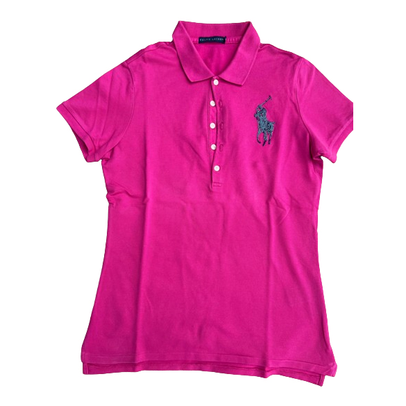 Ralph Lauren Polo pony logo glänzend fuschia L