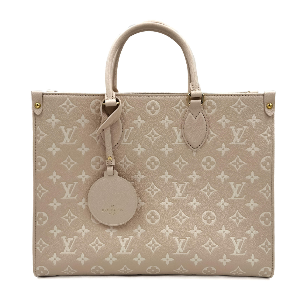 Louis Vuitton Onthego MM Spring in the City Empreinte Leather Tote Bag Beige