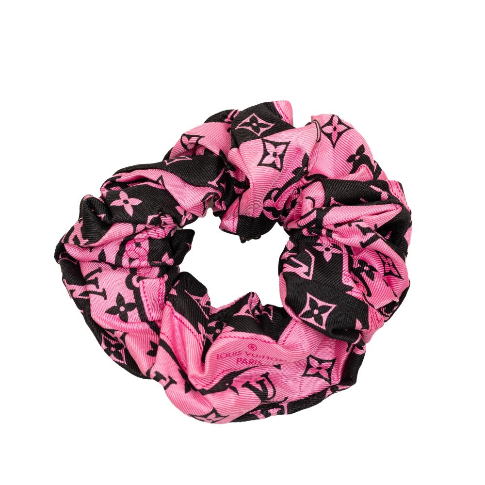 Louis Vuitton B Louis Vuitton Pink Silk Fabric Monogram Bee Mindful Chouchou Scrunchie Italy