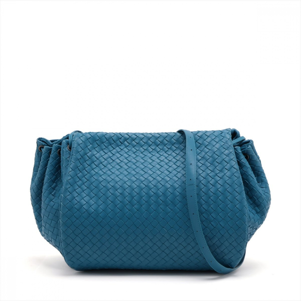 Bottega Veneta Flap Crossbody Braided Leather Blue