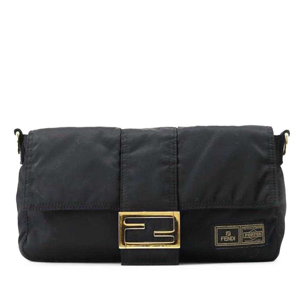 Fendi AB Fendi Black Nylon Fabric Porter Baguette Satchel Japan