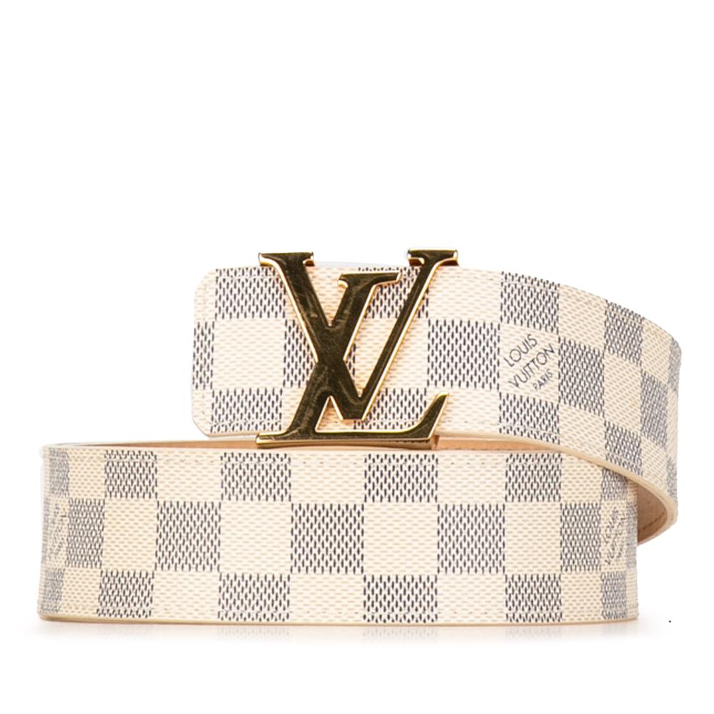 Louis Vuitton AB Louis Vuitton White Damier Canvas Canvas Damier Azur LV Initiales Belt Spain