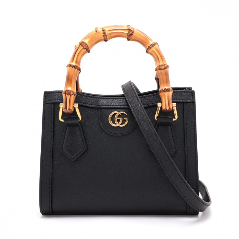 Gucci Diana Mini Leather Tote Bag Black