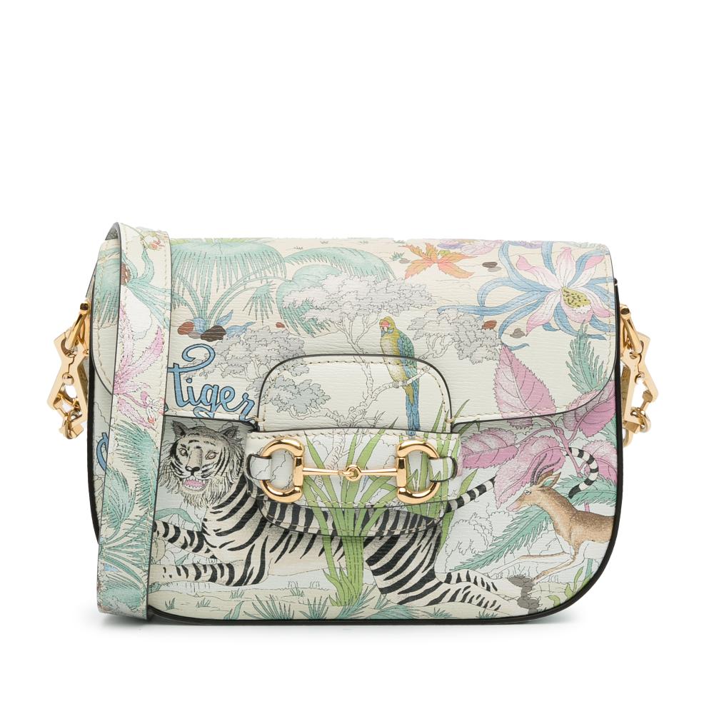 Gucci AB Gucci White Calf Leather Mini Tiger Horsebit 1955 Crossbody Italy