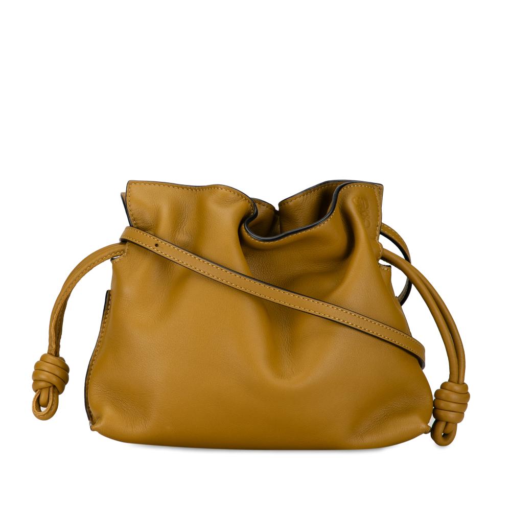 Loewe AB LOEWE Yellow Calf Leather Mini Flamenco Knot Spain