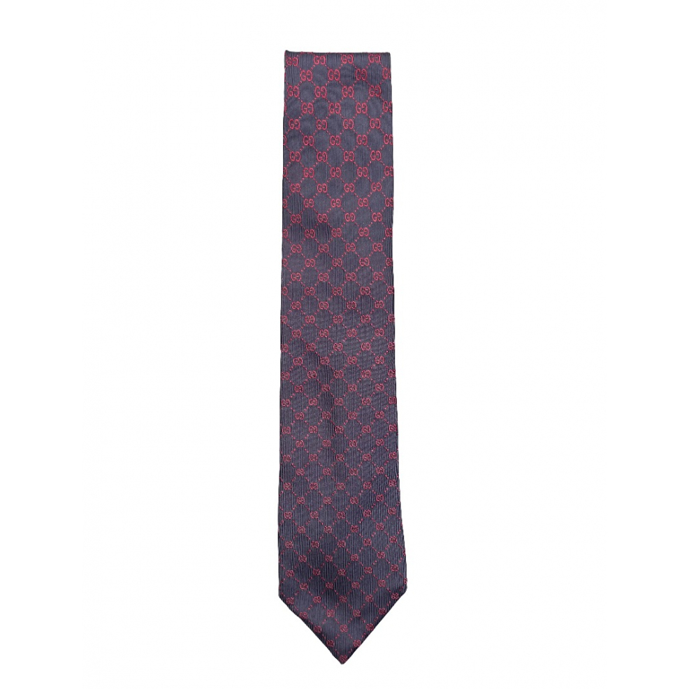 Gucci Blue Tie with Red Monogram