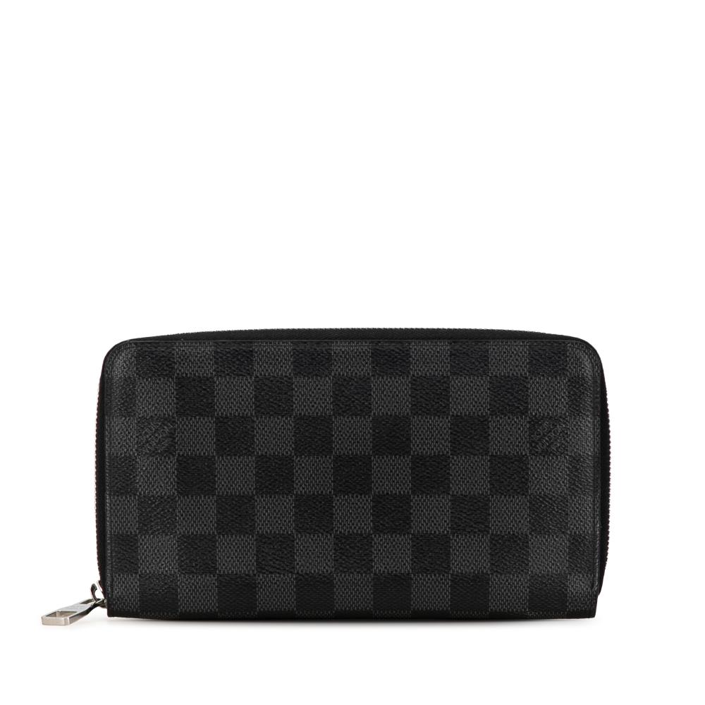 Louis Vuitton B Louis Vuitton Black with Gray Damier Canvas Canvas Damier Graphite Vertical Zippy Wallet Spain