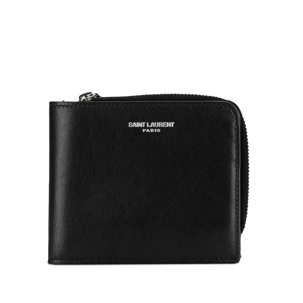 Saint Laurent B Saint Laurent Black Calf Leather Compact Wallet Italy