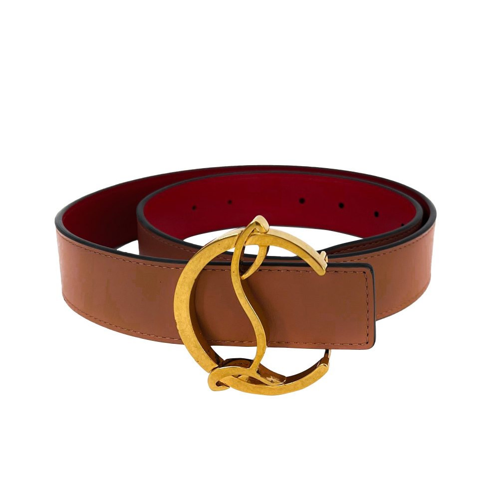 Christian Louboutin Logo Belt Antic Gold 35 Calf