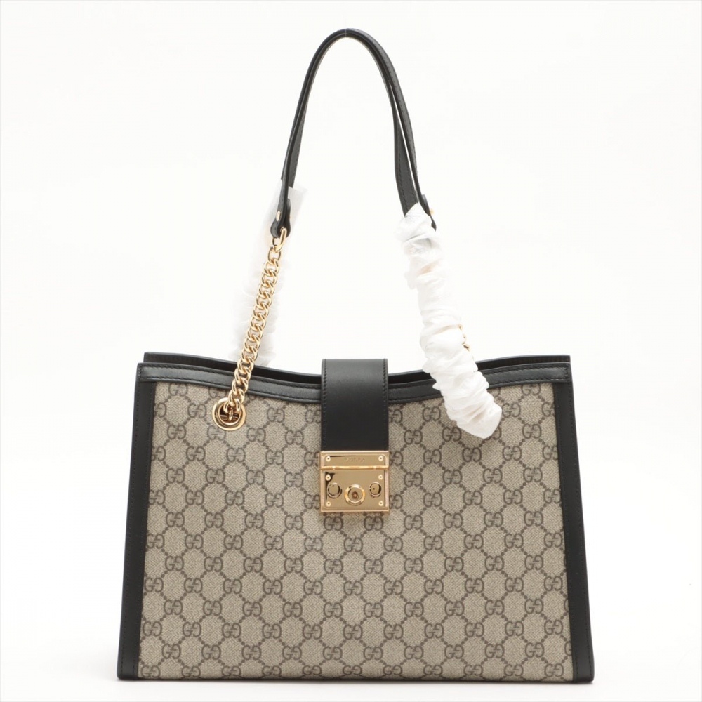 Gucci Padlock GG Supreme Medium Tote Black