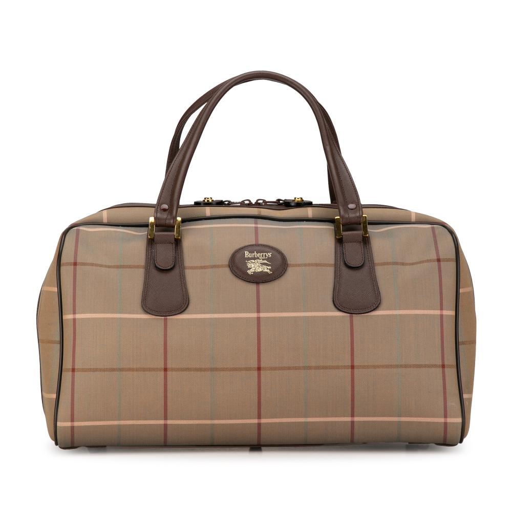 Burberry B Burberry Brown Canvas Fabric Vintage Check Travel Bag United Kingdom