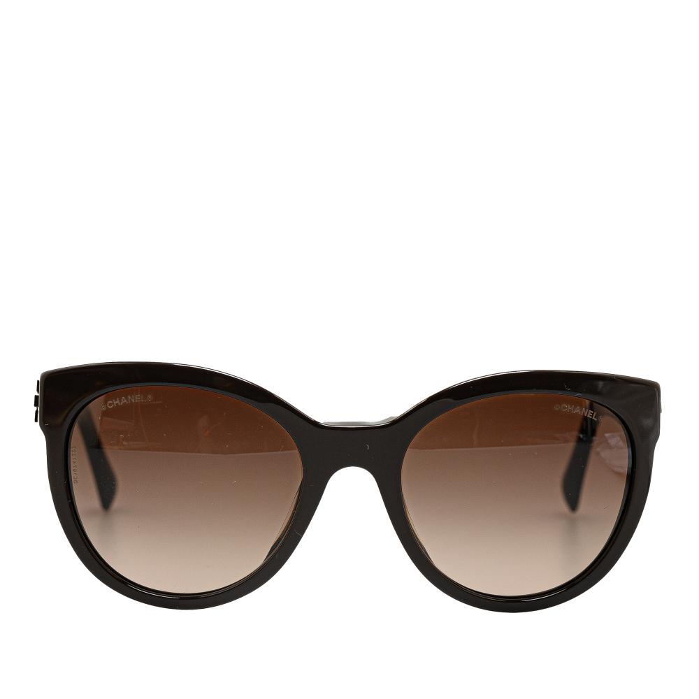 Chanel AB Chanel Black Resin Plastic Cat-Eye Tinted Sunglasses Italy