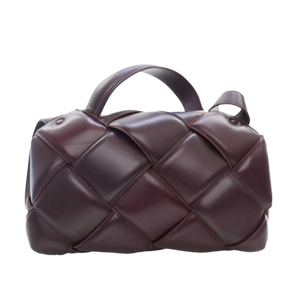 Bottega Veneta B Bottega Veneta Red Bordeaux Calf Leather Maxi Intrecciato Padded Top Handle Bag Italy