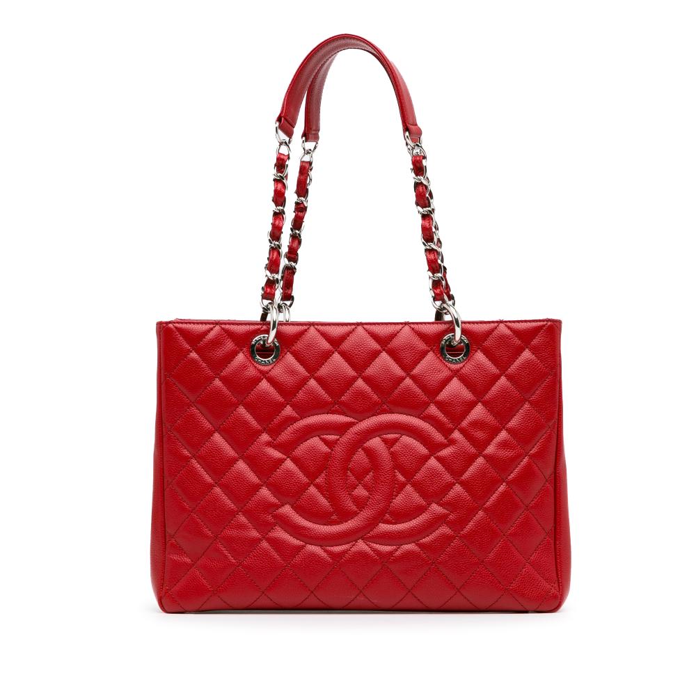 Chanel B Chanel Red Caviar Leather Leather Caviar Grand Shopping Tote Italy