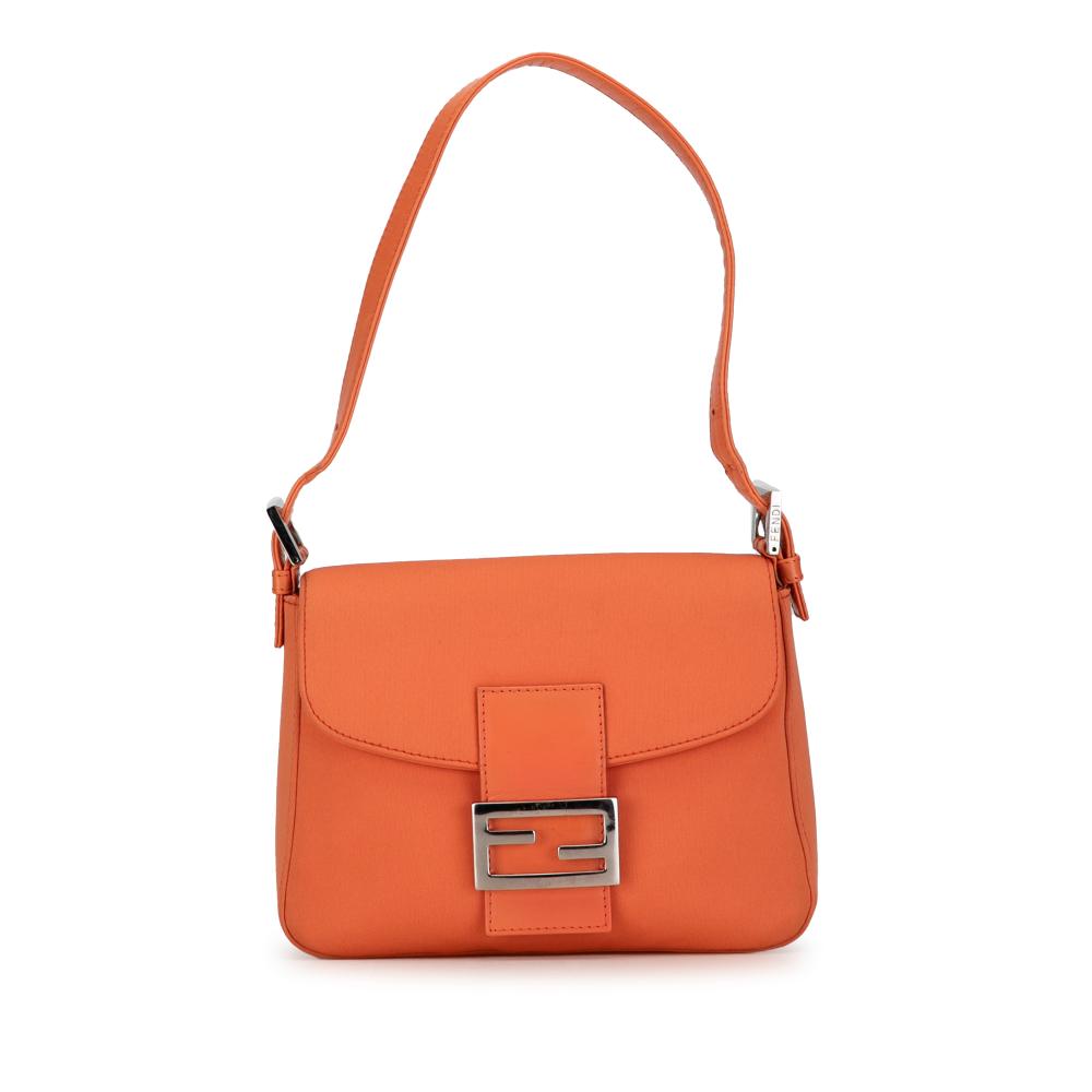 Fendi B Fendi Orange Satin Fabric Shoulder Bag Italy