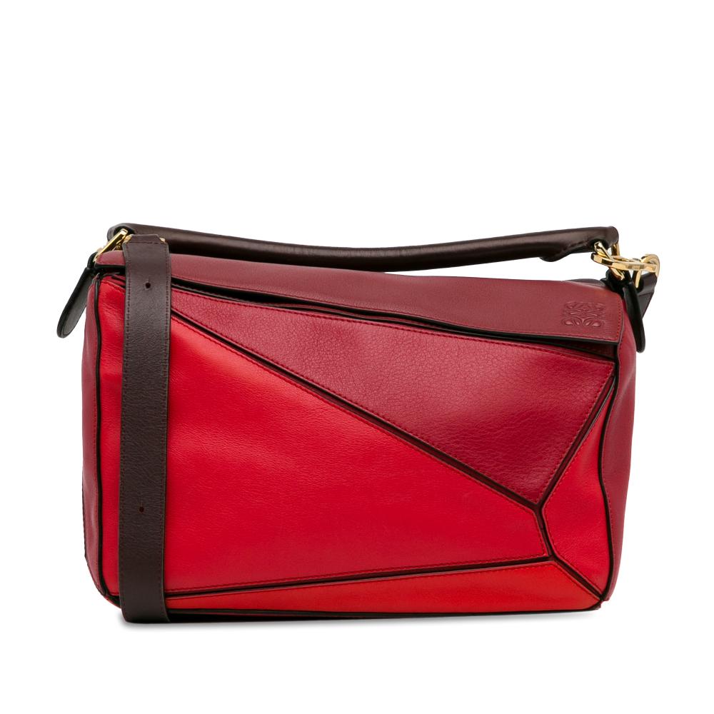 Loewe AB LOEWE Red Calf Leather Medium Tricolor Puzzle Bag Spain