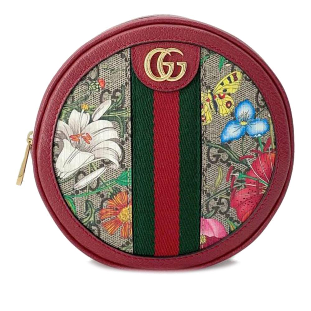 Gucci AB Gucci Red Coated Canvas Fabric GG Supreme Flora Ophidia Backpack Italy