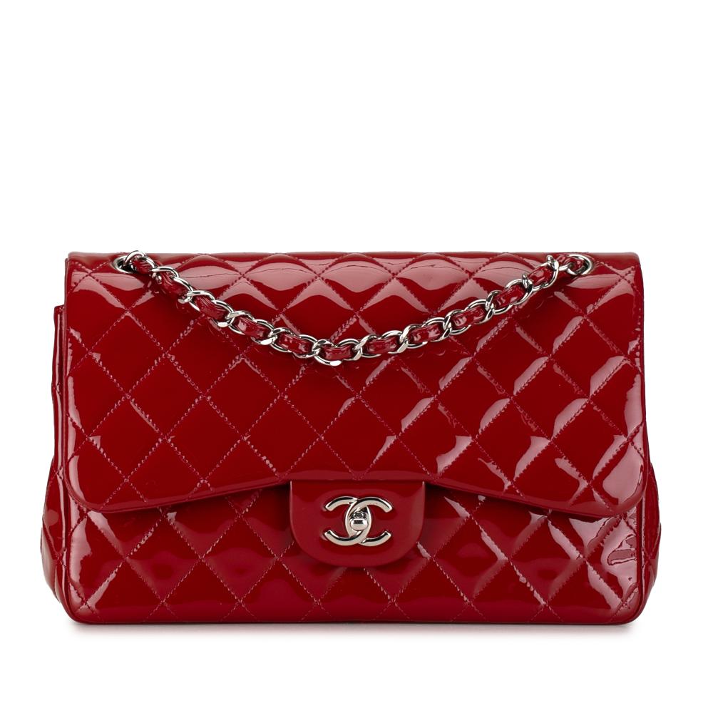 Chanel B Chanel Red Patent Leather Leather Jumbo Classic Patent Double Flap Italy