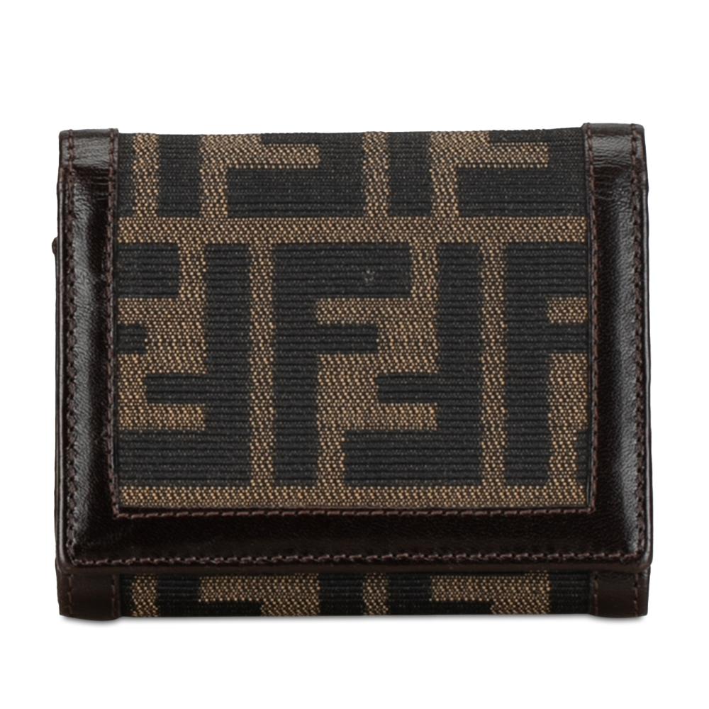 Fendi AB Fendi Brown Dark Brown Canvas Fabric Zucca Trifold Wallet Italy