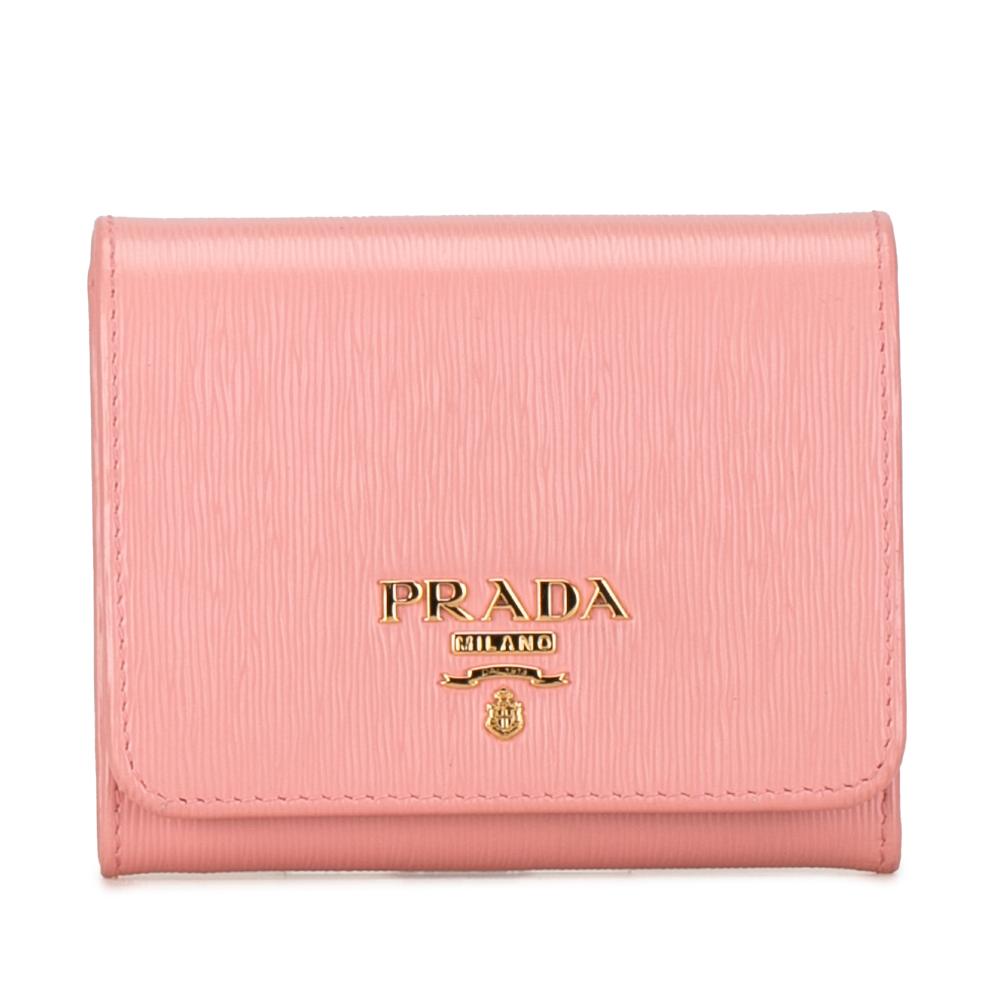 Prada B Prada Pink Calf Leather Vitello Move Compact Wallet Italy