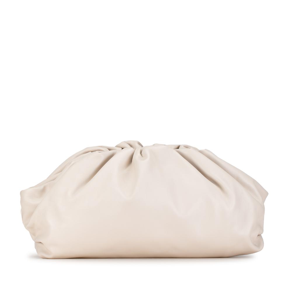 Bottega Veneta B Bottega Veneta White Calf Leather The Pouch Clutch Italy