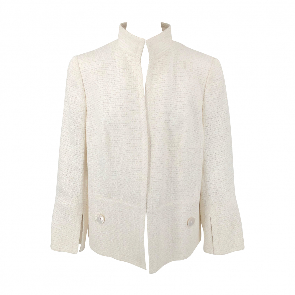 Akris summer jacket in cream linen tweed