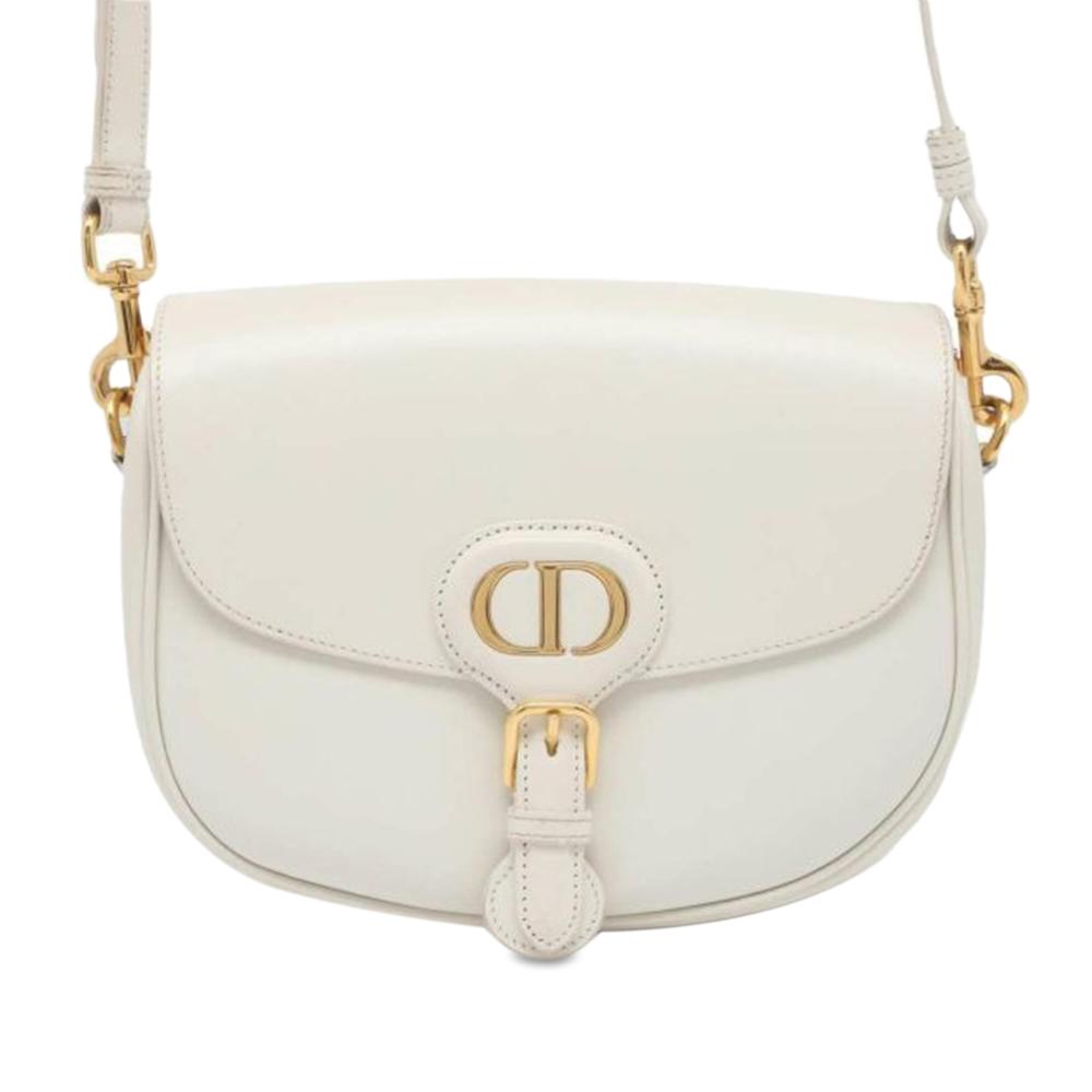 Christian Dior B Dior White Calf Leather Medium Bobby Crossbody Italy