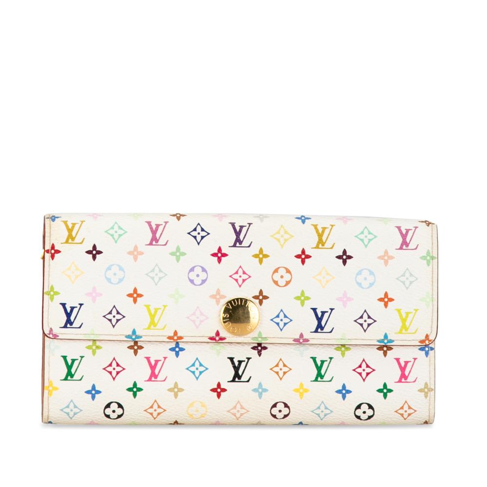 Louis Vuitton B Louis Vuitton White Monogram Canvas Canvas Monogram Multicolore Sarah Long Wallet France