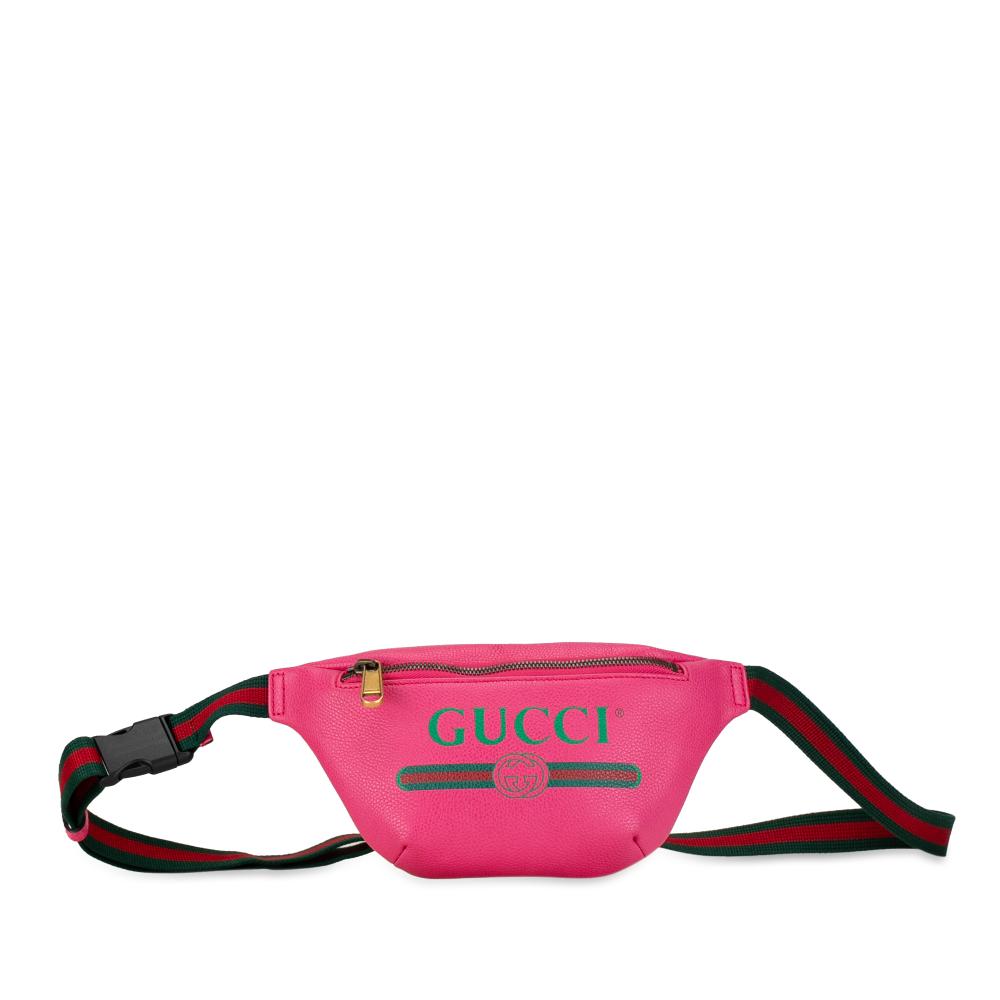 Gucci AB Gucci Pink Calf Leather Logo Belt Bag Italy