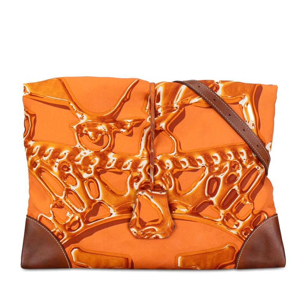 Hermès B Hermès Orange with Brown Silk Fabric Vif Argent y City 33 France