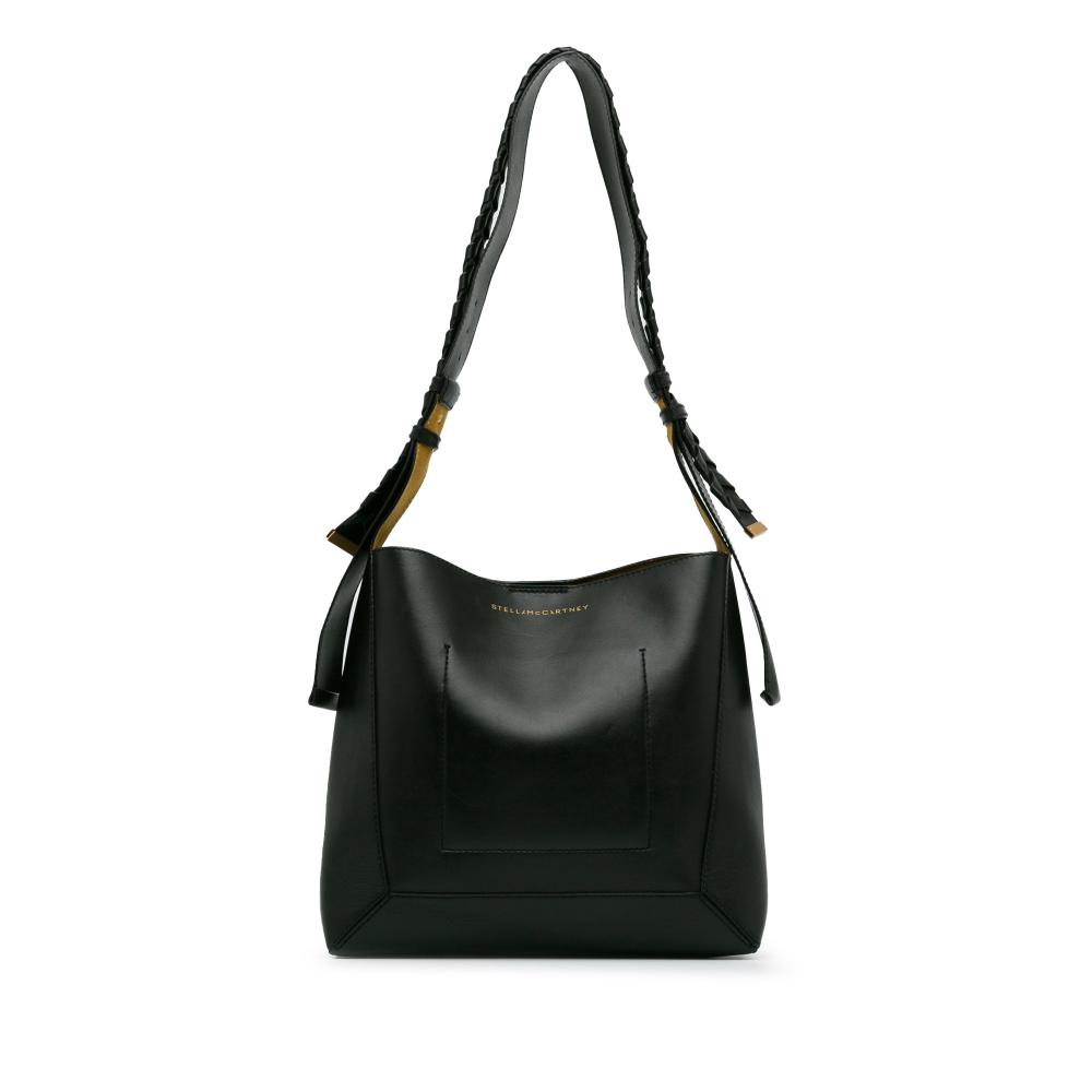 Stella McCartney B Stella McCartney Black Chemical Fiber Fabric Eco Leather Braided Strap Shoulder Bag Italy