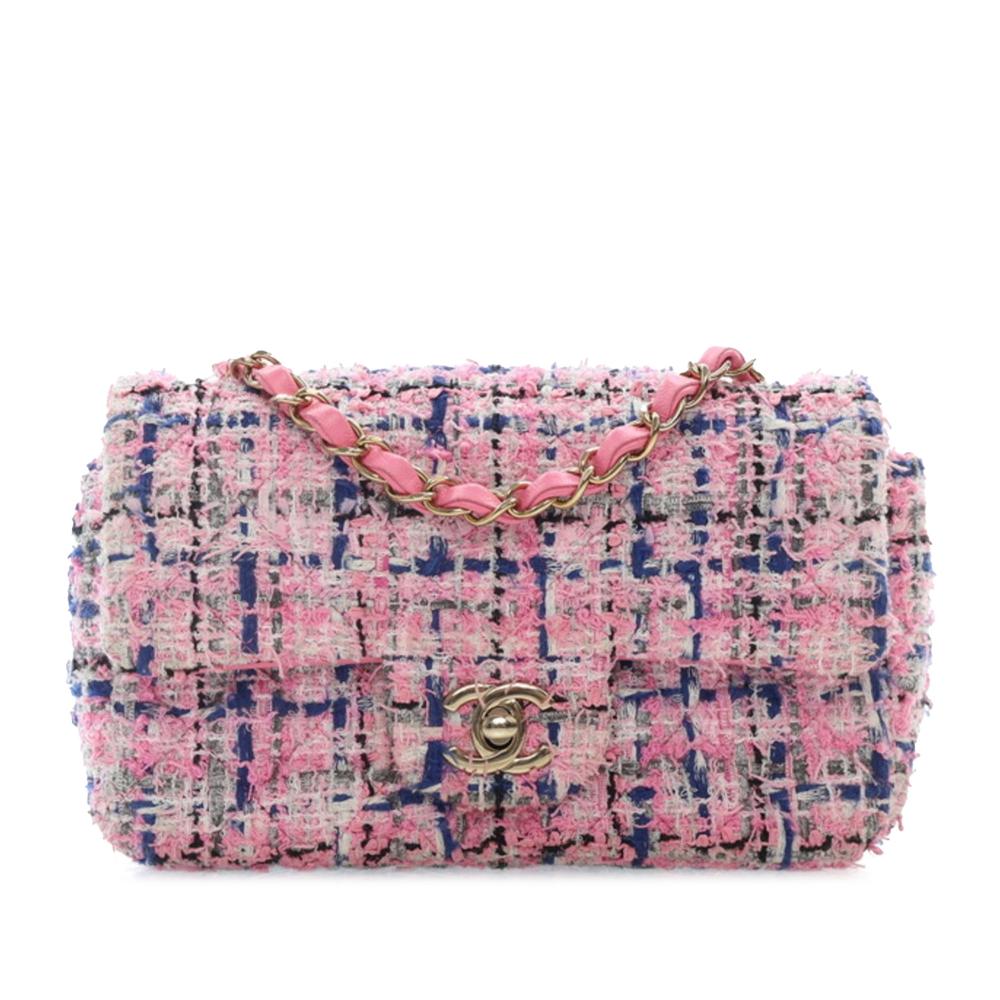 Chanel AB Chanel Pink Tweed Fabric Mini Rectangular Classic Flap Italy