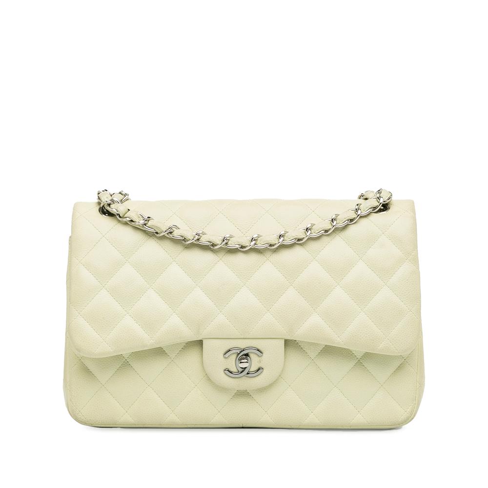 Chanel B Chanel White Ivory Caviar Leather Leather Jumbo Classic Caviar Double Flap Italy