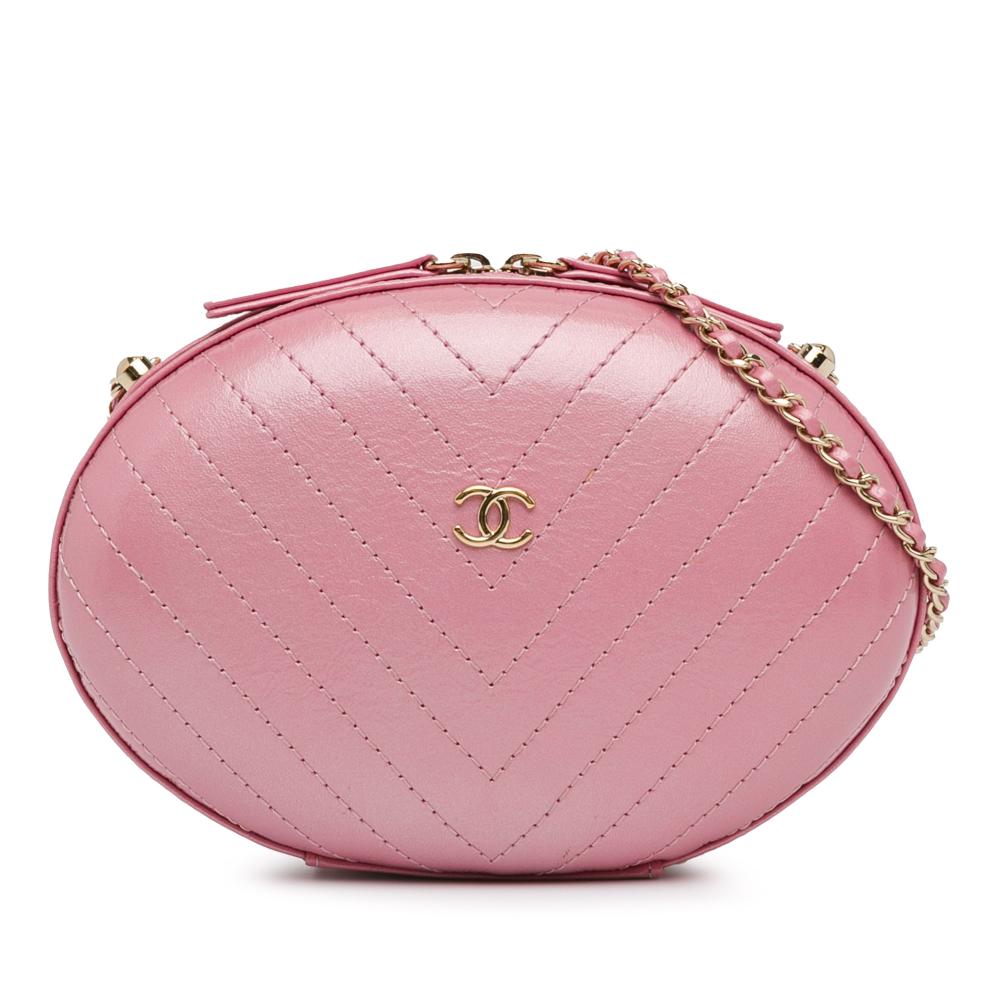 Chanel AB Chanel Pink Calf Leather Chevron La Pausa Evening Crossbody Bag Italy