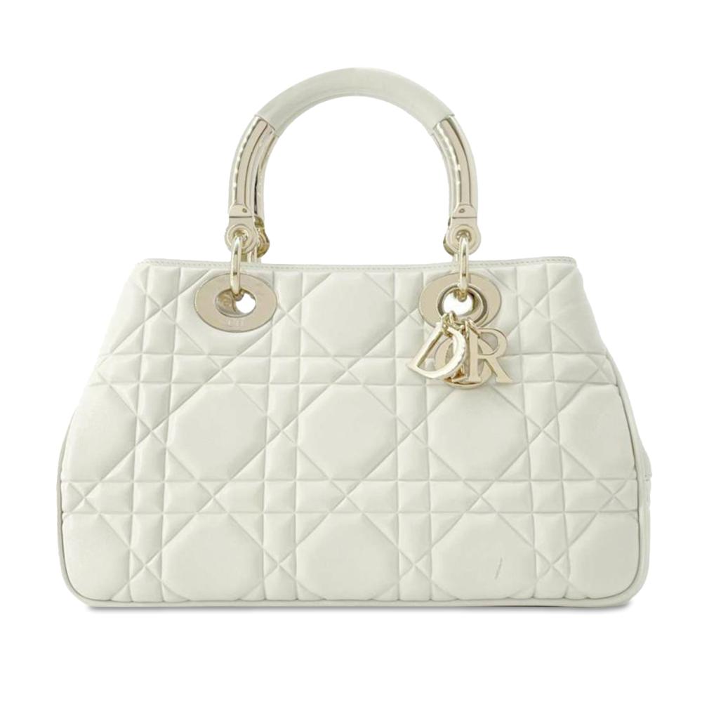 Christian Dior AB Dior White Ivory Calf Leather Medium The Lady 95.22 Bag Italy