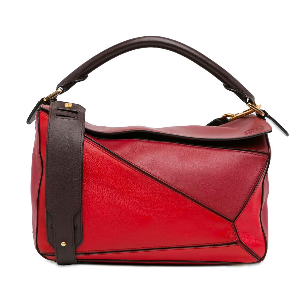 Loewe AB LOEWE Red Calf Leather Medium Tricolor Puzzle Bag Spain