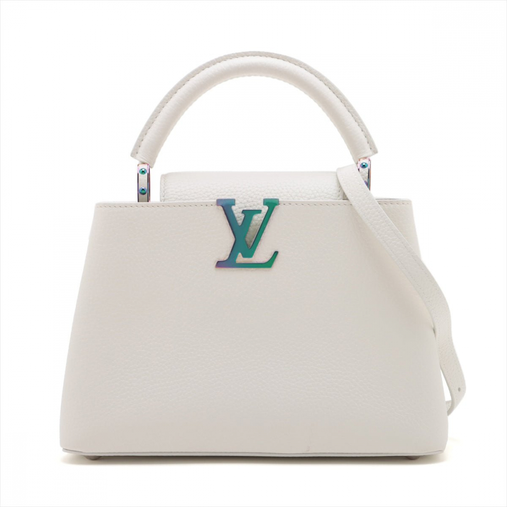 Louis Vuitton Capucines BB Ruthenium- and palladium-color hardware multicolour Taurillon Leather 2-Ways Bag Snow