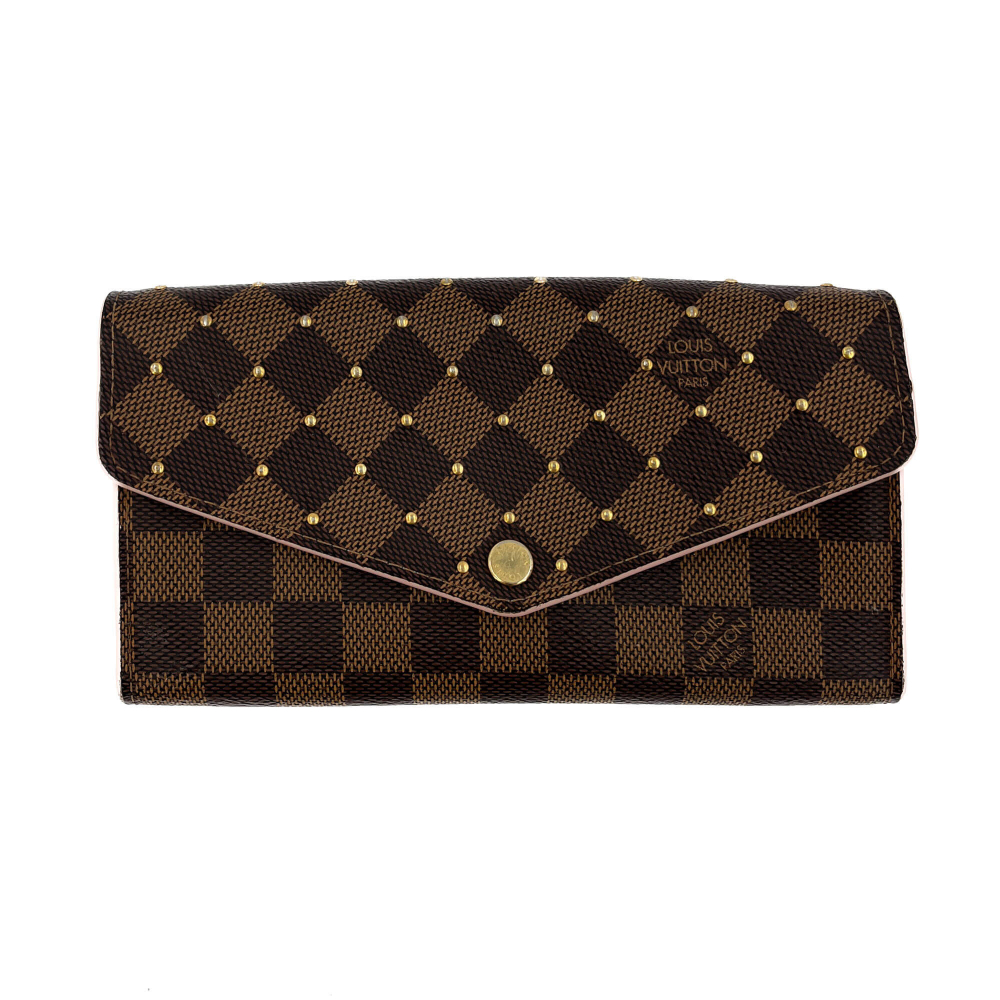 Louis Vuitton Sarah Studded Canvas Envelope Wallet Damier Ebene