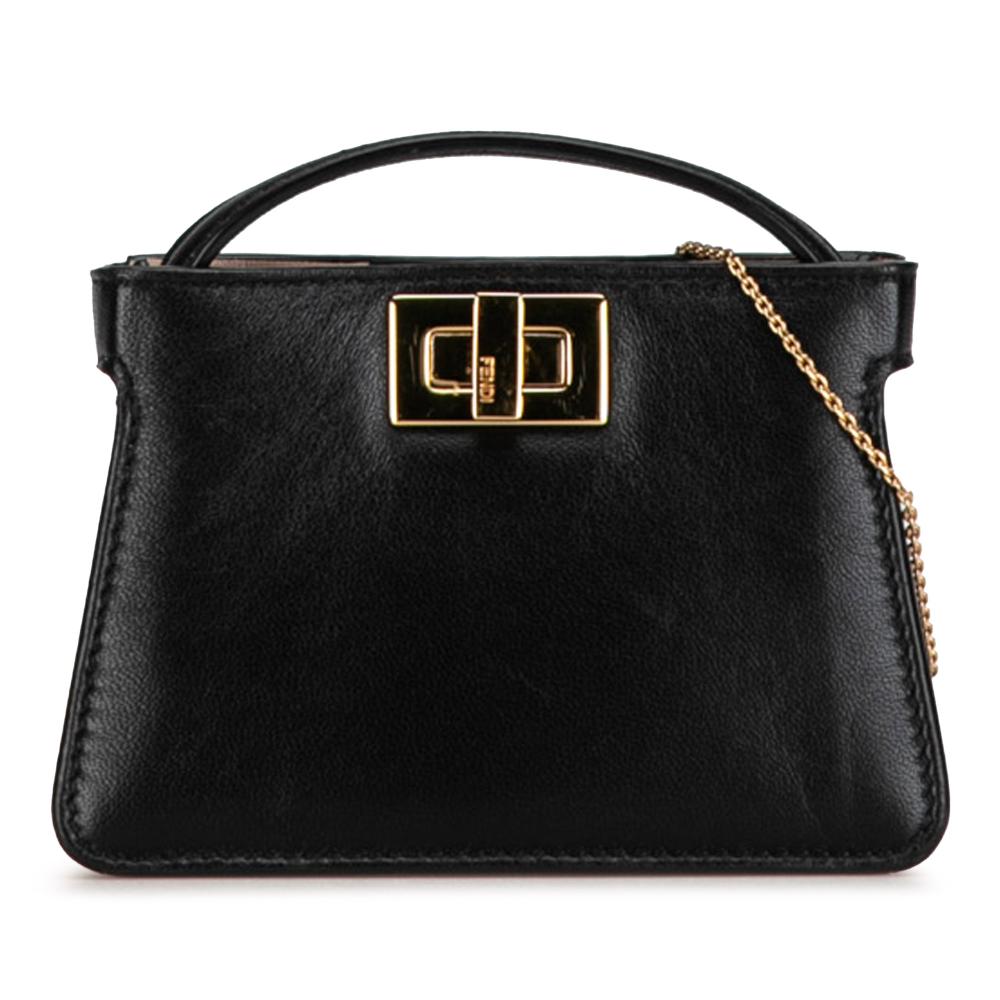 Fendi AB Fendi Black Calf Leather Pico Peekaboo Charm Italy