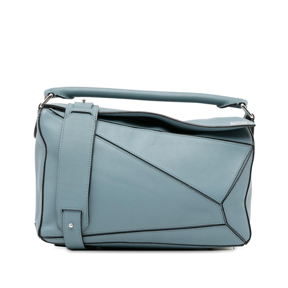 Loewe B LOEWE Blue Light Blue Calf Leather Medium Puzzle Bag Spain