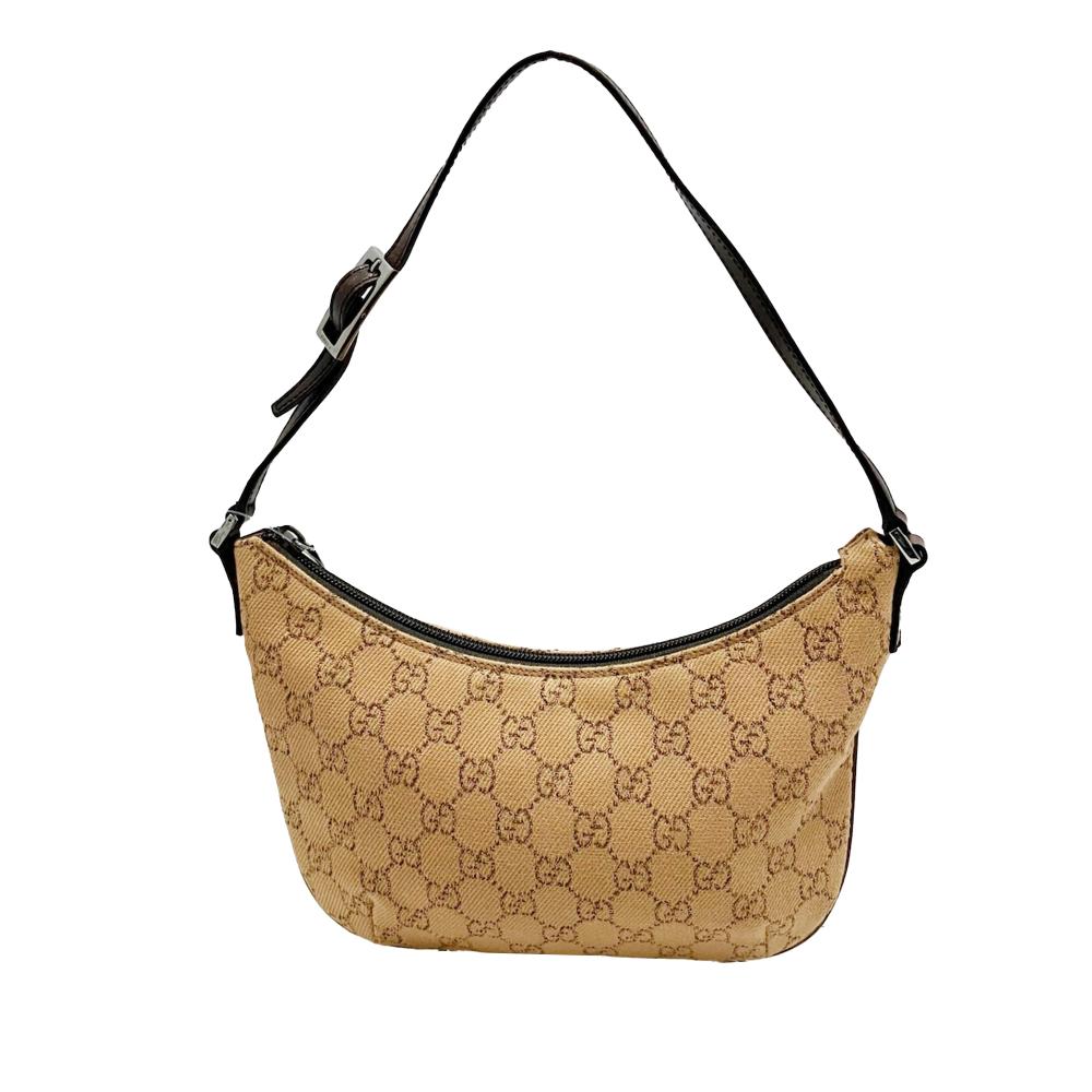 Gucci AB Gucci Brown Light Brown Canvas Fabric GG Shoulder Bag Italy