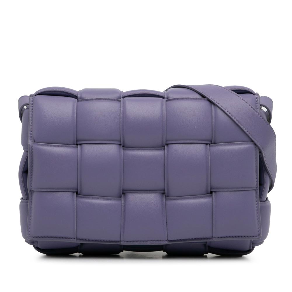 Bottega Veneta AB Bottega Veneta Purple Calf Leather Intrecciato Padded Cassette Italy